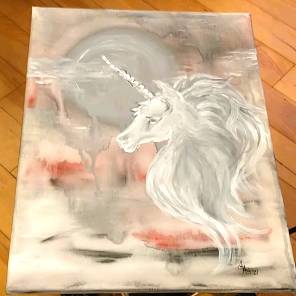 π¨π¦Hand Painted 'Unicorn Arora' Acrylic on Canvas - Picture 2 of 3